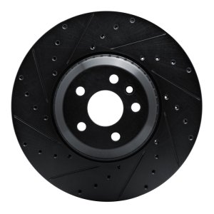 Jaguar E-Pace Brake Rotor (1) - Front Left - R1 Concepts - Drilled & Slotted - Black - `20-`25